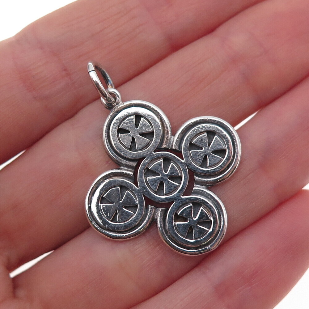 950 Silver Vintage Cross Oxidized Charm Pendant